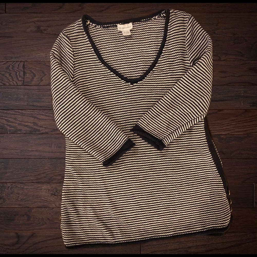 Soft Surroundings Striped V-Neck Sweater M